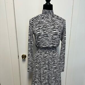 Michael Kors Black and White Patterned Dress